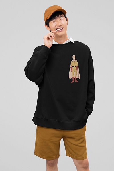 SEVBANO Saitama One Punch Man Printed Unisex Oversize Anime Sweatshirt