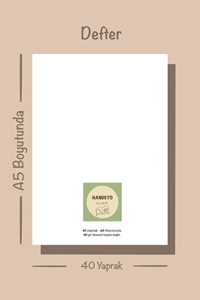 Handeto Kraft Cake Themed A5 Notepad - Check Pluck Notebook with Glue Memo Pad and No Line Notebook