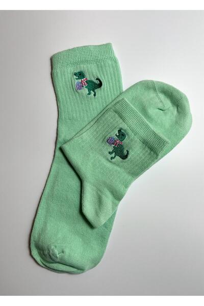 Rumon Cotton Dinosaur Embroidered Unisex College Socks