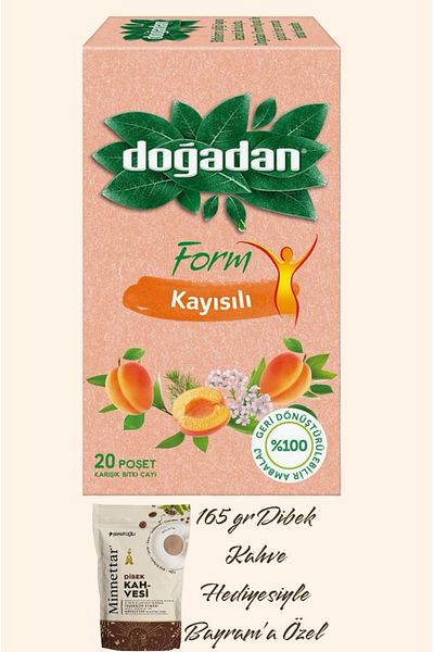 Doğadan Gift with Mixed Herbal Tea Festive Specific 20 Bags Form Dibek Coffee with Apricot