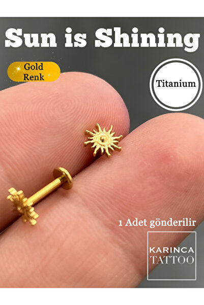 Karınca Piercing Güneş Titanyum Piercing Kulak Forward Helix Flat Dudak Conch Burun Nostril Tragus Küpe