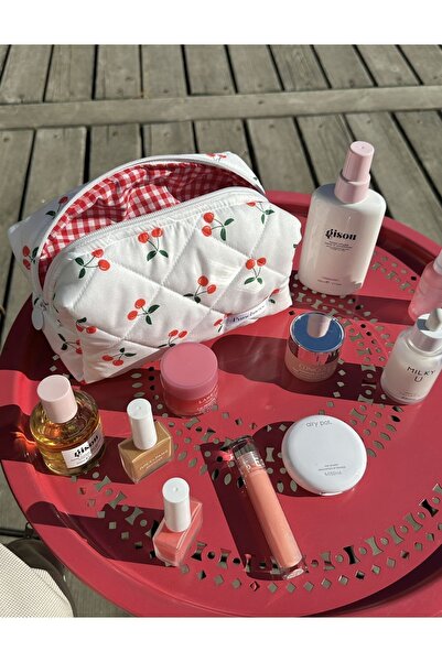 Punchiess Τσάντα μακιγιάζ με σχέδιο Cherry - Μεγάλο Μέγεθος