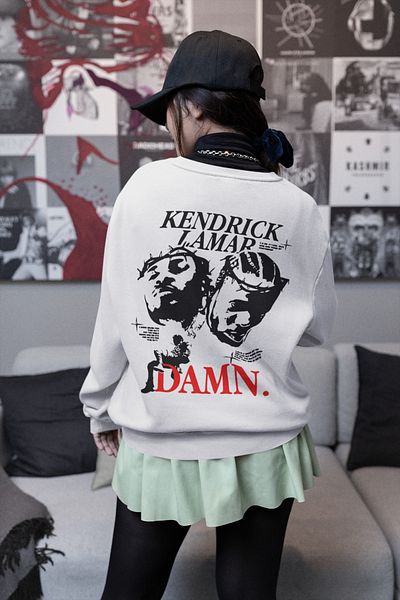 SEVBANO Design Kendrick Lamar Damn. Written Unisex Oversize Rapper Sweatshirt