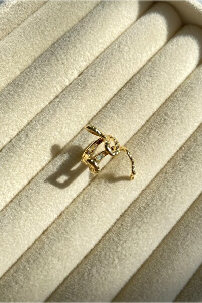 Diamara Designs Yılanlı Earcuff Çelik Kadın Küpe Ayarlanabilir