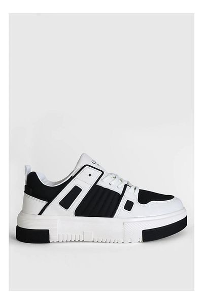 Lufian Ανδρικά δερμάτινα παπούτσια Oliver Sneaker Μαύρο Μαύρο Λευκό