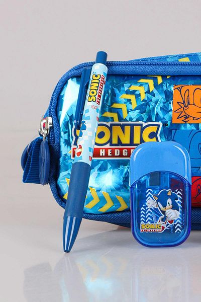 Sonic حقيبة أقلام رصاص مرخصة بتصميم خاص من Dekomus، قلم رصاص ذو طرف، قلم رصاص ذو طرف ممحاة، مجموعة مبراة