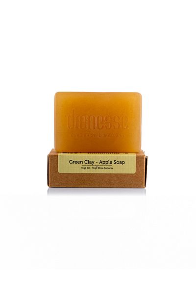 dionesse Green Clay Apple Peel Soap 120 Gr - Sebum Balancing Handmade Natural Soap for Oily Skin