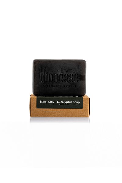 dionesse Black Clay Eucalyptus Soap 120 Gr - Refreshing Natural Soap for Men's Hair and Beard Cleaning