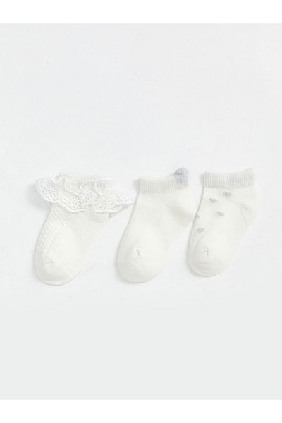 LC Waikiki Блестящи избори от Shining Store | Екрю бродерирани момичешки чорапи 3 броя