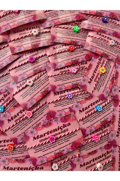 BeryDenz 5 Adet Bahar Çiçekli Marteniçka Şans Ve Dilek Bilekliği(KARTLI HEDİY...