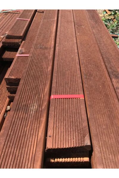 PAKÇAM KERESTE 200cm Ahşap Deck Kahverengi Zemin Döşeme 200 Cm 5 Adet (1 PAKE...