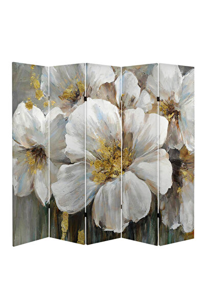 dbsanat Yağlı Boya Görünümlü Çiçek Temalı Özel Tasarım Paravan Room Divider O...
