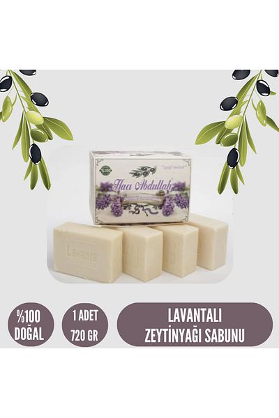 HACI ABDULLAH ZEYTİNYAĞLI DOĞAL SABUNLAR Lavender Olive Oil Soap - 720Gr - (1 Piece)