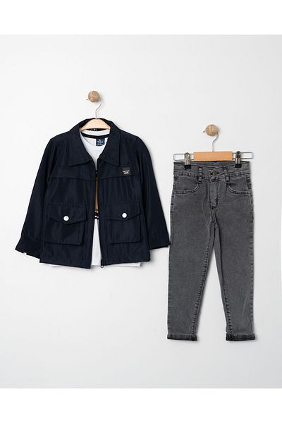 BARKOD KİDS Boy's Sporty Jacket and Trousers Triple Set