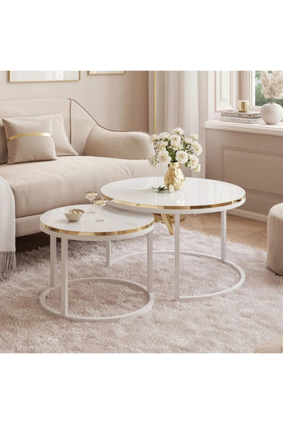 EDMONDA EV AKSESUAR NİL 2Lİ ORTA SEHPA YUVARLAK SEHPA