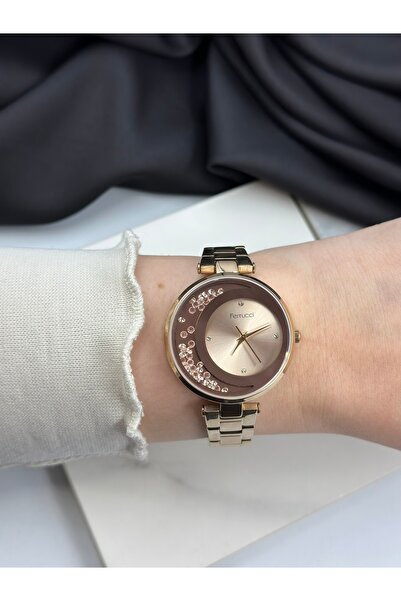 Ferrucci Rose Gold Taşlı Ay Tasarım Ferrucci Kadın Kol Saati