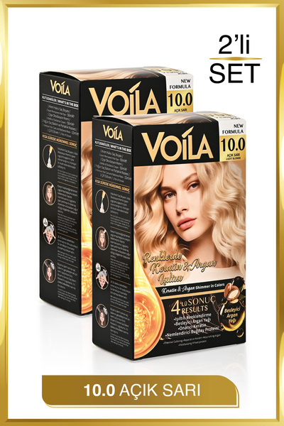 Voila Kadın 2'li Paket Keratin Kalıcı Açık Sarı 10.0 Saç Boyası