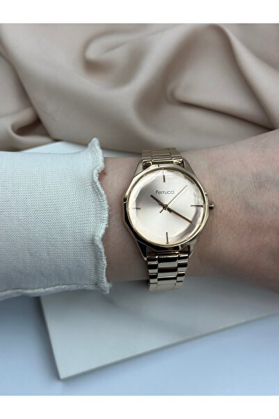 Ferrucci Rose Gold Kristal Cam Tasarım Ferrucci Kadın Kol Saati