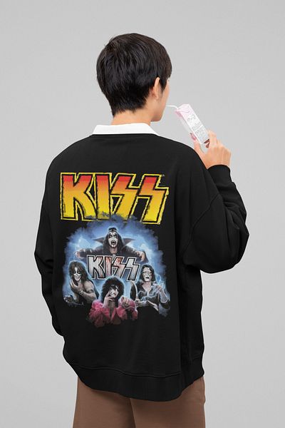 SEVBANO Kiss Rock Metal Music Band Printed Unisex Oversize Sweatshirt