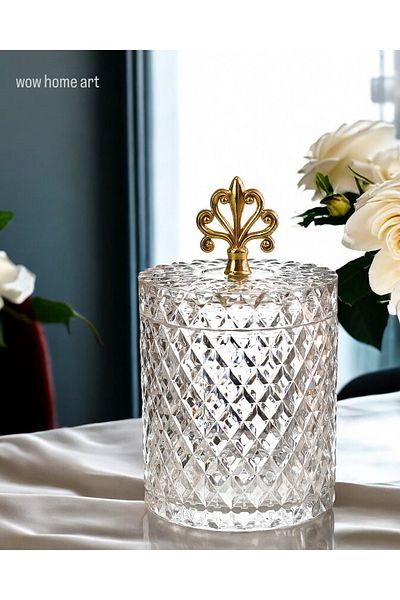 Wow Home Gold Metal Handled Large Size Glass Jar Spice Jar Pulses Jar 1500ml
