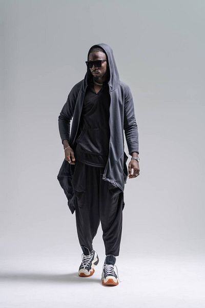 Superbluemexico Men's Asymmetrical Cut Side Pocket Bohemian Long Zip Long Sweat Cardigan