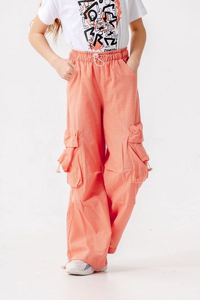 GİYİCEM TEKSTİL Girl's Elastic Waist Cargo Pants 2572