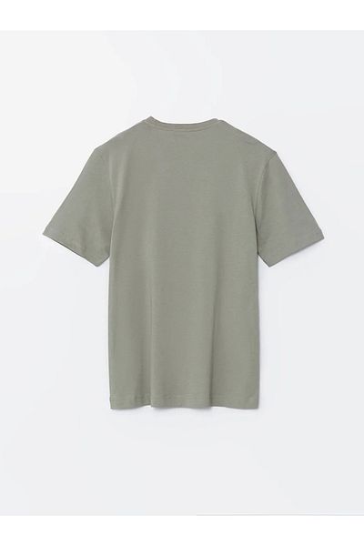 LC Waikiki Ανδρικό μπλουζάκι LCWAIKIKI Classic Beige Crew με κοντό μανίκι με στάμπα από βαμβακερό χτενισμένο