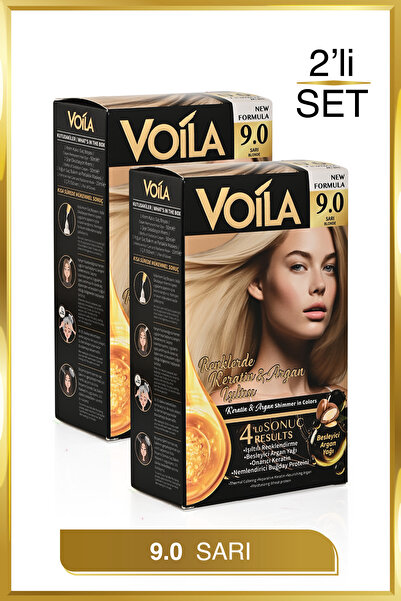 Voila Kadın 2'li Paket Keratin Kalıcı Sarı 9.0 Saç Boyası
