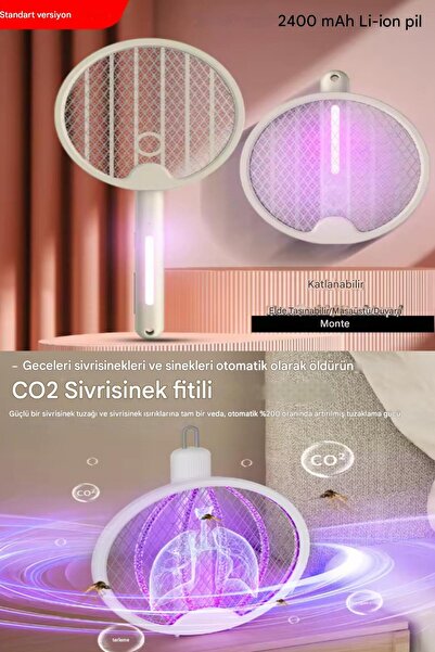 ESENLİWE USB Şarjlı Katlanabilir Uv Işıklı Elektrikli Sivrisinek Öldürücü Rak...