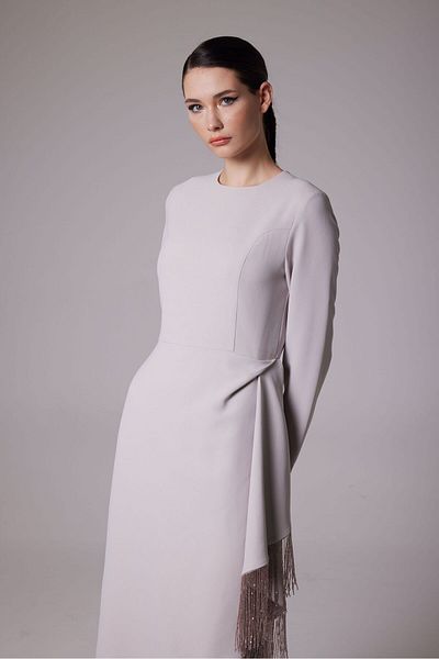 BALA COUTURE Fringe Beaded Dress