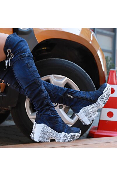 Butik JEANOLOG LACİVERT UZUN ÇİZME DİZÜSTÜ H51