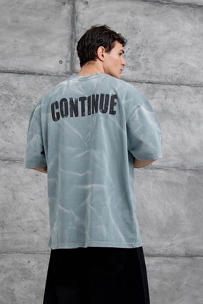 NOMARC Γκρι Drift Γραμμένο Πλυμένο Oversize Tshirt