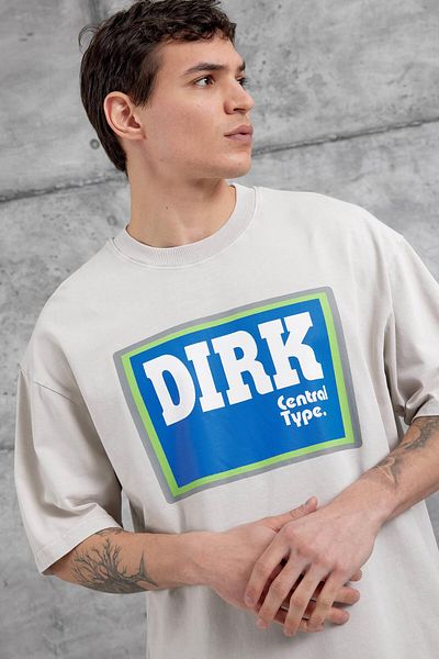 NOMARC Κρεμ πλενόμενο μπλουζάκι Dirk Written Oversize