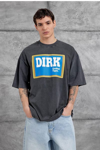 NOMARC Καπνιστό πλυμένο μπλουζάκι Dirk Written Oversize