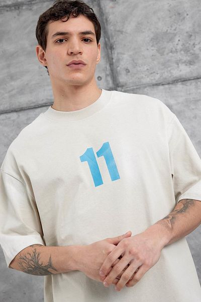 NOMARC Κρεμ M11 Written Oversize Tshirt