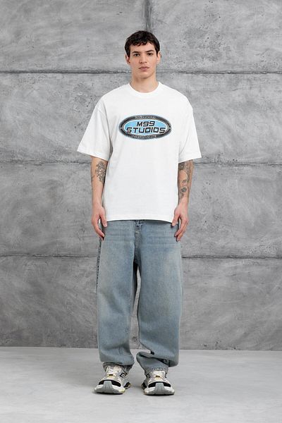 NOMARC Λευκό T-shirt Oversize με Γραφή M99 Studio