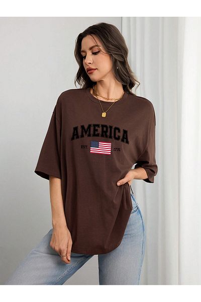 uyguntarz Μπλουζάκι Unisex AMERICA με εμπριμέ σχέδιο