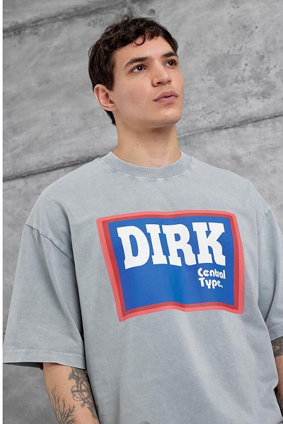 NOMARC Γκρι πλενόμενο μπλουζάκι Dirk Written Oversize