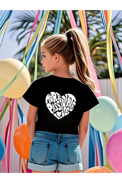 uyguntarz Kinder-T-Shirt aus Baumwolle mit Herz-Aufdruck