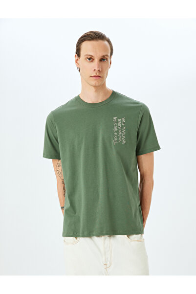 Koton Green Slogan Printed T-Shirt