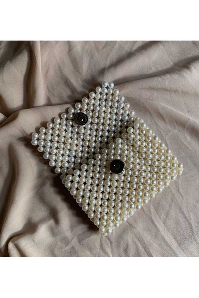 MODA MANANI White Pearl Bead Wallet