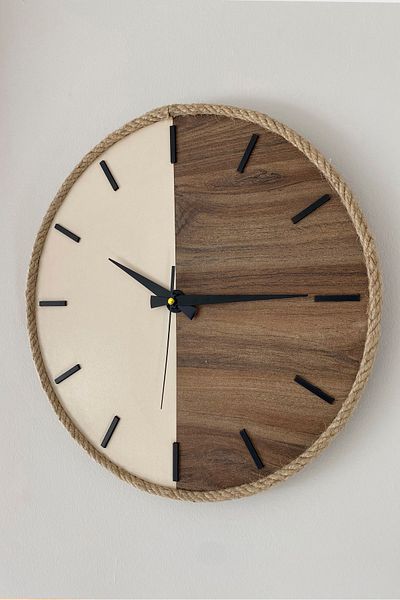 İnfigo Concept Decorative Wooden Rope Black Wall Clock 42 cm - Silva