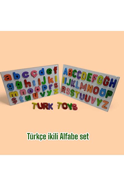 Türk Toys ahşap oyuncak bultak puzzle  büyük -küçük alfabe set