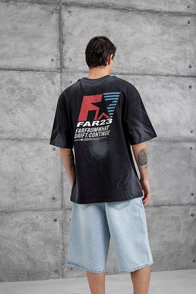 NOMARC Μαύρο μπλουζάκι Farfrom Written Oversize