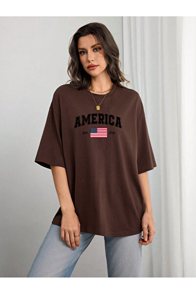 uyguntarz Μπλουζάκι Unisex AMERICA με εμπριμέ σχέδιο