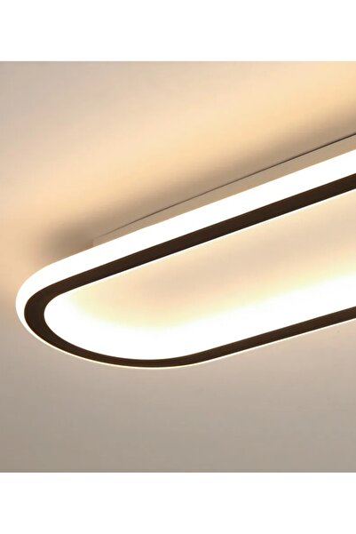 N Naturel Aydınlatma 100cm Ledli Plafonyer Avize / Içe Ve Dışa Işık / 3 Renk Işıklı / Siyah Renk Çerçeve