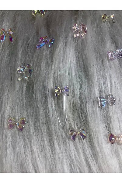 arasia Hologramlı Şeffaf Karışık Renklerde Fiyonk Nail Art Charm - 20 Adet