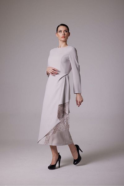 BALA COUTURE Fringe Beaded Dress