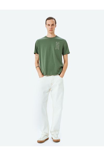 Koton Green Slogan Printed T-Shirt