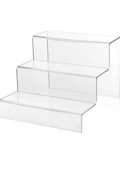 SeHa Design Seha Plexi Acrylic Spice Rack 3 mm Transparent 40 cm Width 3 Tier Product Stand
